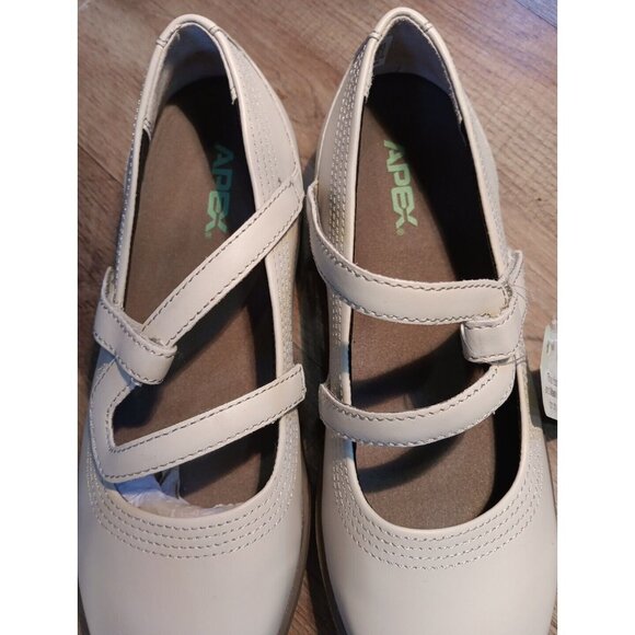 Apex Women's Janice  Leather  Mary Jane Shoe Flat Size 6.5 Wide Nwt - Picture 5 of 8